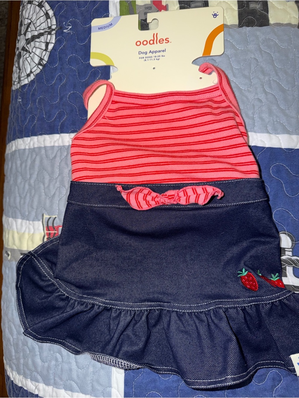 oodles Pink Stripe & Denim Dog Dress